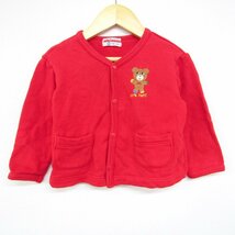 ミキハウス カーディガン スウェット スエット 日本製 ベビー 女の子用 90サイズ レッド MIKIHOUSE_画像1