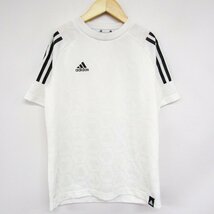 アディダス 半袖Tシャツ ロゴT 袖ライン スポーツウエア キッズ 男の子用 140サイズ ホワイト adidas_画像1