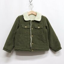 プティマイン デニムジャケット 裏ボア コーデュロイ アウター キッズ 男の子用 110サイズ カーキ petit main_画像1