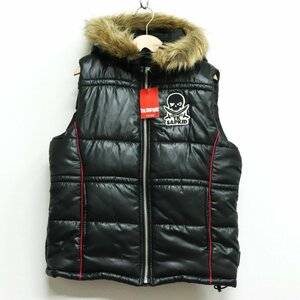  tea ke-sap Kid down vest with cotton fur attaching outer unused goods Kids for boy 140 size black TKSAPKID