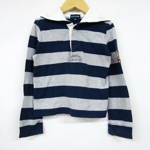 ラルフローレン 長袖Tシャツ フード付き ボーダー柄 キッズ 男の子用 120サイズ グレー×ネイビー RALPH LAUREN