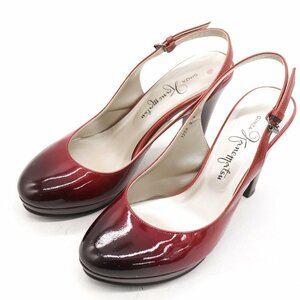  Ginza kanematsu pumps back strap enamel high heel brand shoes shoes lady's 23.5 size red KANEMATSU