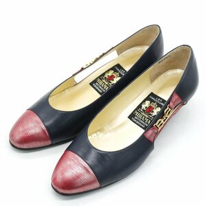 mi is ma pumps side bit bai color made in Japan brand shoes shoes lady's 24cm size navy × red MIHAMA