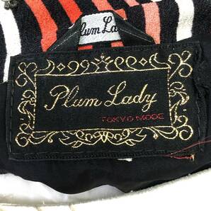 z1249 Plum Lady ワンピース 長袖 ミニ丈 薄手 裏地 飾りボタン 赤 総柄 レディース 昭和レトロ おしゃれ 華やか エレガントガーリーチックの画像10