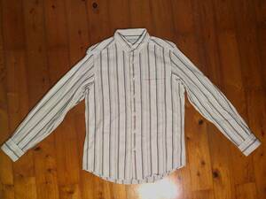 * the smallest defect have * United Arrows *GREEN LABEL RELAXINN* cotton long sleeve shirt stripe shirt S white white dark red 