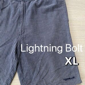 90s Lightning Bolt チェックショーツ ハーフパンツ ライトニングボルト