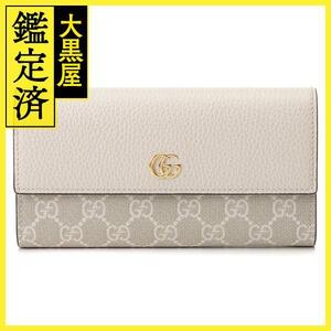 GUCCI　グッチ　日本限定 ダブルG コンチネンタルウォレット　ベージュ＆ホワイト　GGスプリーム キャンバス　【431】