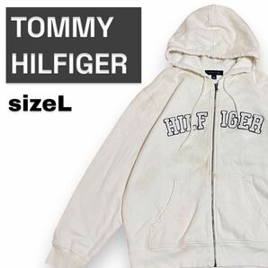 TOMMY HILFIGER トミーヒルフィガー　 スウェット パーカー ジップアップ スウェットパーカー ワッペンロゴ　古着　L