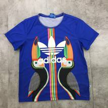 adidas アディダス 半袖Tシャツ プリント メンズ ブルー 青 Lサイズ_画像1