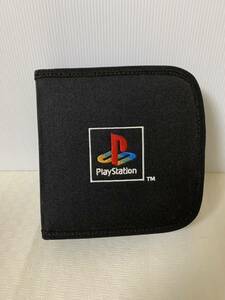 PlayStation プレイステーション ディスク ソフトケース/ゲーム CDフォルダー ウォレット/PS1 PS2/ロゴ刺繍/ブラック/内側変色劣化臭等