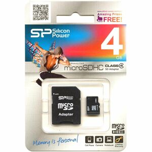 microSDHCカード【4GB】CLASS4 シリコンパワー SP004GBSTH004V10-SP マイクロSDHCカード