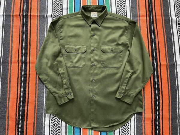 送料無料 ビッグマック JCペニー ワークシャツ M USA製 70sヴィンテージ グリーン BIG MAC ペニーズ ビンテージ 綿ポリ 長袖 ネルシャツ