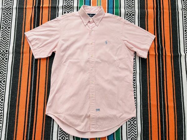 送料無料 ポロ ラルフローレン オックスフォードシャツ ボタンダウンシャツ Mサイズ 半袖 コットン 綿 Polo Ralph Lauren RRL