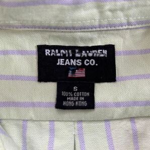 送料無料 ポロ ラルフローレン ジーンズ オックスフォード ボタンダウンシャツ S グリーンストライプ ラギット Polo Ralph Lauren RRLの画像2