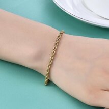 18KGP ツイストチェーン ゴールド 18k 鍍金 ブレスレット bracelet 45_画像2