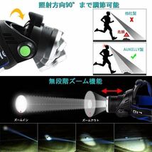 led ヘッドライト 人感センサー ヘッド懐中電灯 ヘッドランプ 点灯3モード 防水 防災 充電式 センサー機能付き ズーム機能 3000ルーメン_画像6