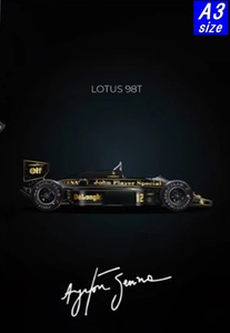 Ayrton Senna/アイルトン・セナ キャンバスアートポスター Lotus 98T A3サイズ