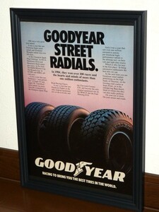 1985年 USA 80s vintage 洋書雑誌広告 額装品 Goodyear グッドイヤー タイヤ (A4size) / 検索用 店舗 ガレージ 看板 ディスプレイ AD 装飾