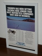 1978年 USA 70s 洋書雑誌広告 額装品 Triumph トライアンフ (A4size) / 検索用 Bonneville ボンネビル 店舗 ガレージ ディスプレイ 看板 AD_画像1