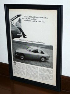 1967年 USA 60s 洋書雑誌広告 額装品 MGB GT (A4size) / 検索用 BMC 店舗 ガレージ ディスプレイ 看板 AD 装飾 サイン