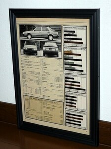 1985年 USA 80s 洋書雑誌記事 スペック 諸元表 額装品 Saab 9000 Turbo サーブ (A4size) / 検索用 店舗 ガレージ ディスプレイ 看板