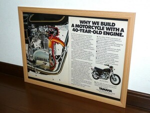 1978年 USA 70s 洋書雑誌広告 額装品 Yamaha XS650 ヤマハ (A3size) / 検索用 店舗 看板 ガレージ ディスプレイ 装飾