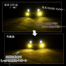 エクストレイル T31 T32 NV350 キャラバン E26 LEDフォグランプ イエロー H8 H11 H16 黄色 後付け 汎用_画像4