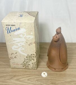 ■FR1515 松栄堂 麗香炉 陶久造 人物香炉 うらら　シルクロード 陶製 香道具 置物 INCENSE BURNER