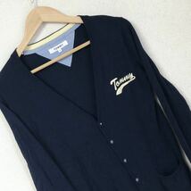 小さいサイズ【TOMMY HILFIGER】トミーヒルフィガー カーディガン ニット セーター 紺 Ｖネック 長袖 薄手 メンズ トップス S/Y3240BB_画像6