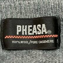 上質◎【PHEASA】フェザ ニット セーター グレー 灰色 Vネック カシミヤ ハイゲージ リブ 軽量 毛100% メンズ サイズL/Y4117 SS_画像7