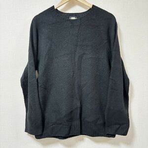 【UNIQLO】ユニクロ ニット セーター ブラック 黒 ウール混 リブ 軽量 3Dスフレヤーンクルーネックセーター メンズ サイズM/Y 4135 SS