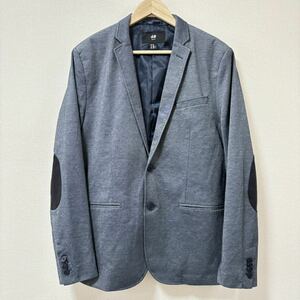 【H & M】エイチアンドエム テーラードジャケット ネイビー 紺 SLIM FIT 総裏 エルボーパッチ カジュアル メンズ サイズUS 40R/Y4167 SS