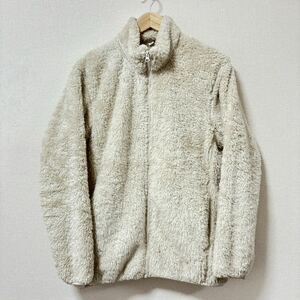 美品◎【UNIQLO】ユニクロ フリースジャケット ベージュ ジップアップ ファーリー 軽量 ポケット もこもこ メンズ サイズM/Y4168 SS