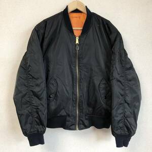 2way【Jacket】フライト ジャケット ミリタリー 黒 リバーシブル メンズ MA-1 ジップアップ ナイロン 中綿 トップス M/Y4250BB