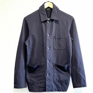 小さいサイズ【UNIQLO】ユニクロ シャツジャケット ミリタリージャケット コットン ストレッチ 古着 紺 ネイビー メンズ サイズS/Y4618ZZ