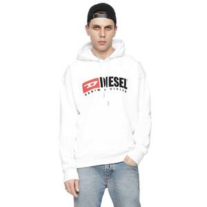 * DIESEL S-DIVISION ディーゼル スウェット パーカー プリント ロゴ フーディー White / XL *