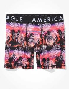 * ラスト２ * AE アメリカンイーグル ボクサーブリーフ トランクス AEO Sunset Palms 6 Horizontal Fly Boxer Brief L / Red *