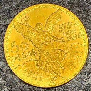 メキシコ　記念硬貨 1921年 2ペソ 天使 硬貨 貿易銀 古銭 コレクションコイン 貨幣 女神立像