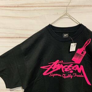 1スタ ステューシー　横浜チャプト　7th ペイントスカル　プリント　Tシャツ　黒