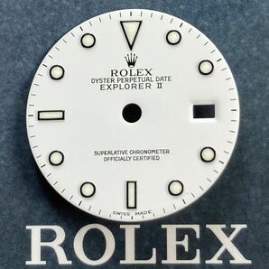 極美品 4針 純正品 16570 エクスプローラー 白 文字盤 ROLEX EXPLORER II white dial cal.3185/3186 ルミノバ luminova ダイヤル 針 handsの画像1