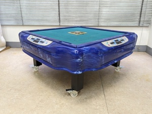 *0*[.. delivery limitation ] used full automation mah-jong table [a Moss navy blue g Battle 4] low table specification *0*