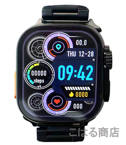 送料無料 HK9 Ultra Black Edition 2.19インチ 大画面 S9 スマートウォッチ 通話 音楽 多機能 健康 血圧 血中酸素 Apple Watch9 代替品 黒