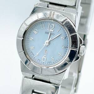 【1円スタート】稼働品 SEIKO セイコー ルキア 4N21-1130 ラウンド 水色文字盤 シルバー クオーツ レディース腕時計