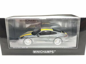 ▼　【ミニチャンプス 1/43 ポルシェ 911 R 2016 ナルドグレー/イエローストライプ】001-02402