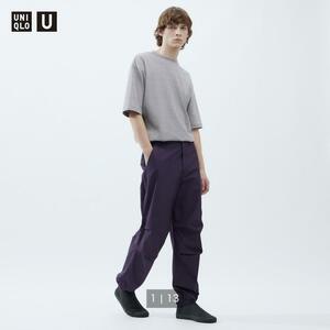 新品 UNIQLO U ワイドフィットパラシュートパンツ タグ付き 紫 人気