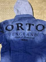 新品！Norton ENGLAND 中肉バックロゴストレッチデニムフードシャツ　M_画像4