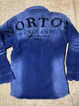 新品！Norton ENGLAND 中肉バックロゴストレッチデニムフードシャツ　M_画像5