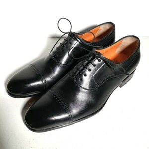 c0046 良品 ★サントーニ Santoni★ 11404 ストレートチップ 7 26.0~26.5cm程度 黒 ドレスシューズ ビジネス 高級革靴 紳士靴 本革