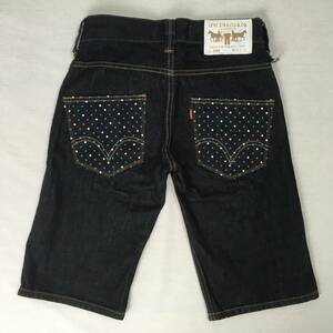 【美品】Levi's リーバイス 504 SP504-0002 10年 ストレート デニム ハーフ ショート パンツ W28 L13 ジップフライ 紙パッチ