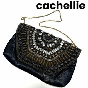 cachellie カシェリエクリスタル　ビジュー　スタッズ　チェーンバッグ　パーティーバッグ　ショルダーバッグ　バンドバッグ